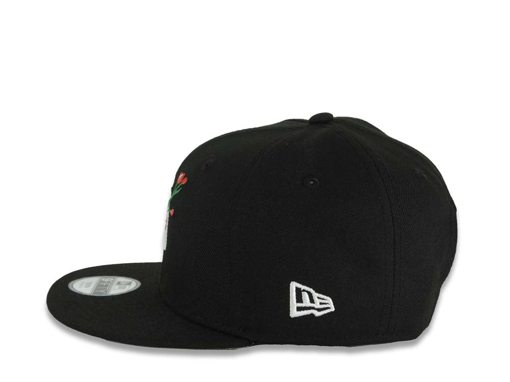 (Youth) San Diego Padres New Era MLB 9FIFTY 950 Kid Snapback Cap Hat Black Crown/Visor White Logo With Rose 40th Anniversary Side Patch Gray UV
