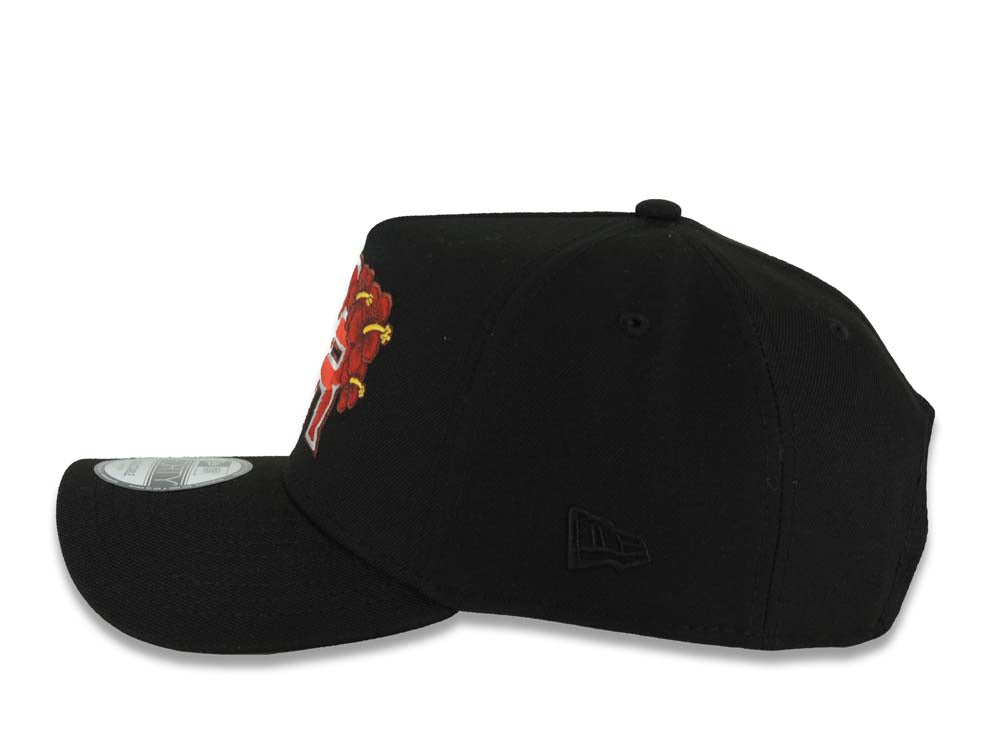 Puerto Rico New Era 9FORTY 940 Adjustable A-Frame Cap Hat Black Crown/Visor Red/White/Yellow Flower Logo World Baseball Classic Side Patch Gray UV