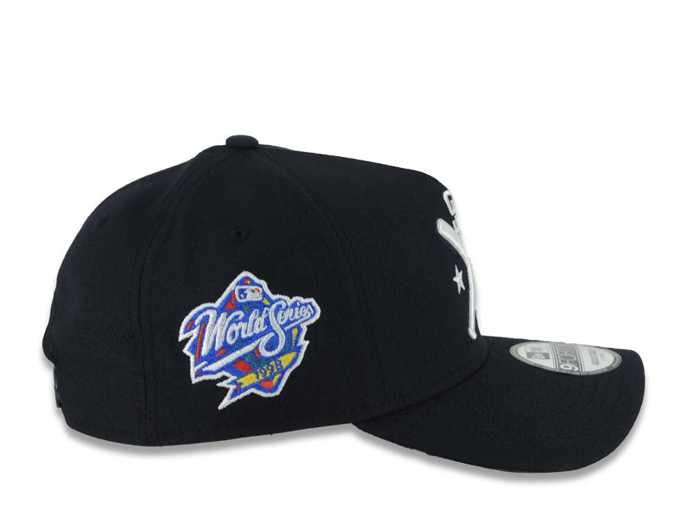San Diego Padres New Era MLB 9FORTY 940 Adjustable A-Frame Cap Hat Navy Crown/Visor White Bats Logo 1998 World Series Side Patch Gray UV