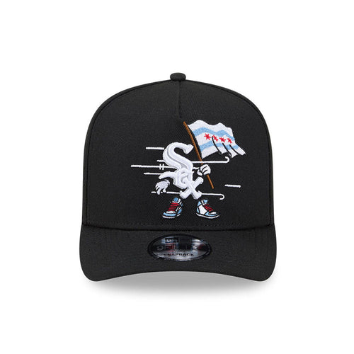 Chicago White Sox New Era MLB 9FIFTY 950 Snapback A-Frame Cap Hat Black Crown/Visor White Logo With Cartoon Gray UV