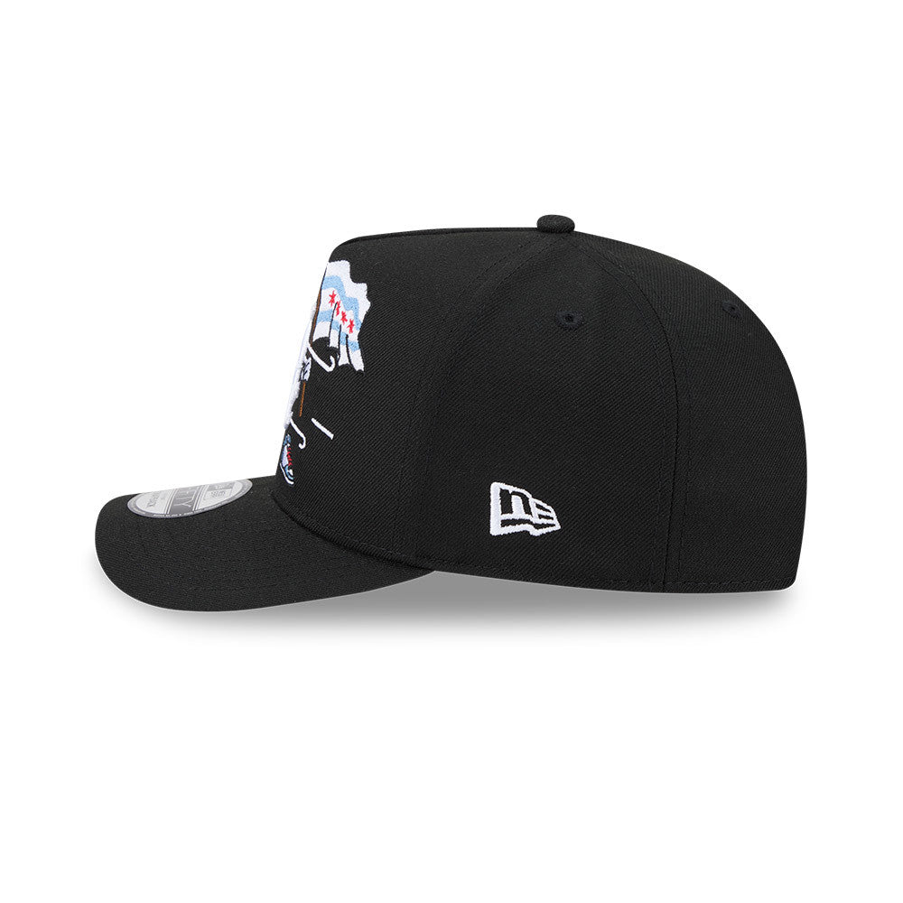 Chicago White Sox New Era MLB 9FIFTY 950 Snapback A-Frame Cap Hat Black Crown/Visor White Logo With Cartoon Gray UV
