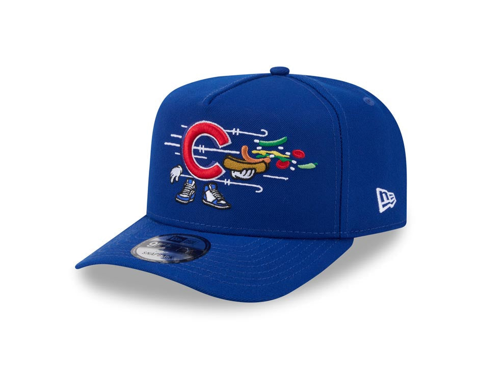 Chicago Cubs New Era MLB 9FIFTY 950 Snapback A-Frame Cap Hat Royal Blue Crown/Visor Red/White Logo With Cartoon Gray UV