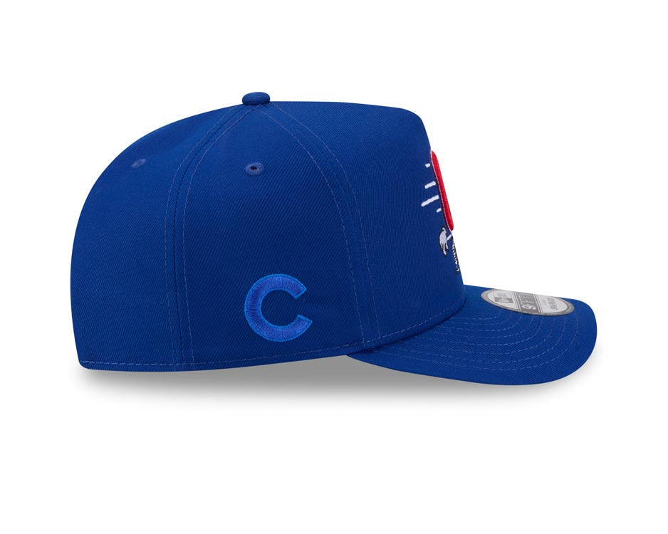 Chicago Cubs New Era MLB 9FIFTY 950 Snapback A-Frame Cap Hat Royal Blue Crown/Visor Red/White Logo With Cartoon Gray UV