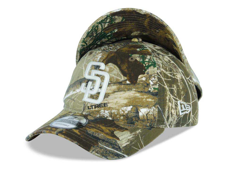 San Diego Padres New Era MLB 9TWENTY 920 Adjustable Cap Hat Real Tree Edge Camo Crown/Visor White Logo Real Tree Camo UV