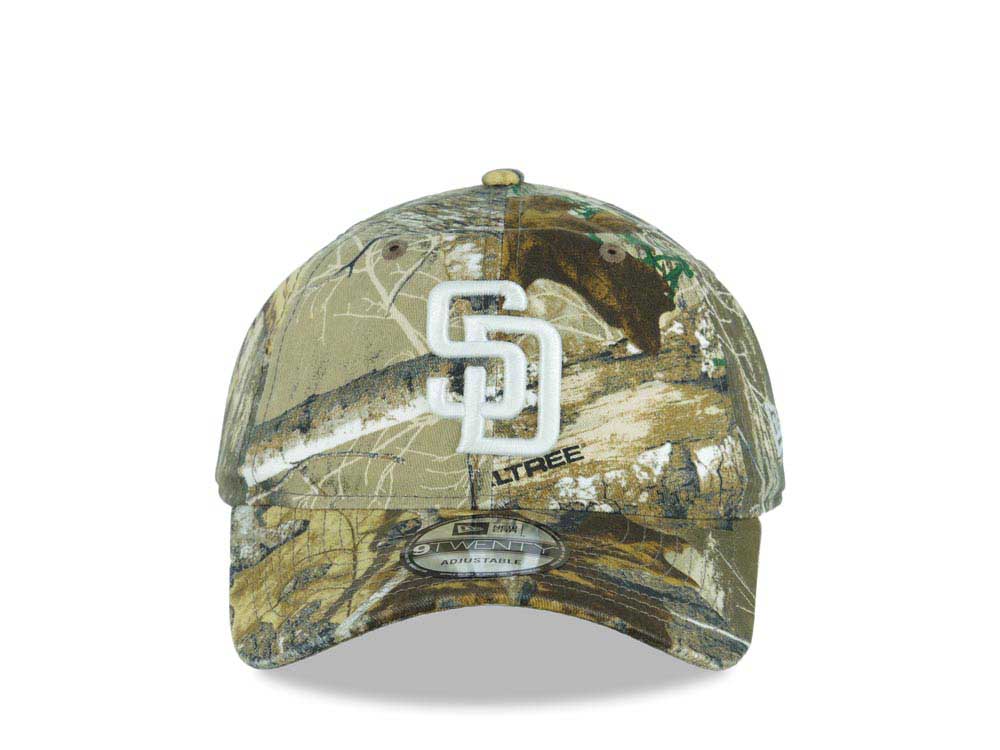 San Diego Padres New Era MLB 9TWENTY 920 Adjustable Cap Hat Real Tree Edge Camo Crown/Visor White Logo Real Tree Camo UV