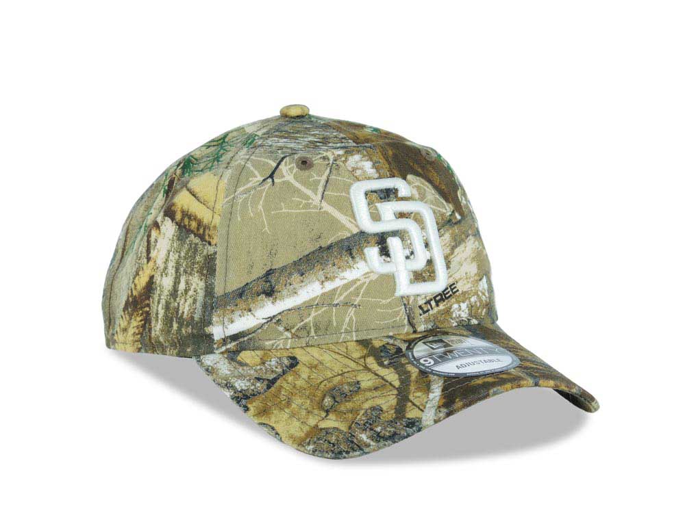 San Diego Padres New Era MLB 9TWENTY 920 Adjustable Cap Hat Real Tree Edge Camo Crown/Visor White Logo Real Tree Camo UV
