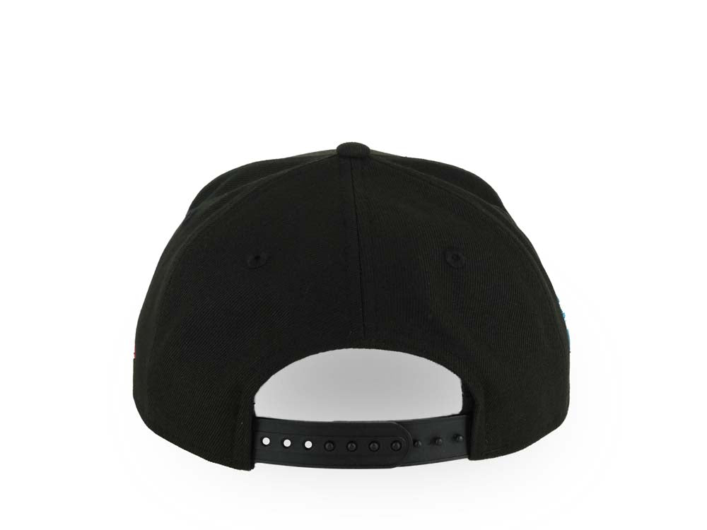 (Capland Exclusive) New York Yankees New Era MLB 9FORTY 940 Adjustable A-Frame Black Cap Hat Black/Magenta/Turquoise Splatter Logo