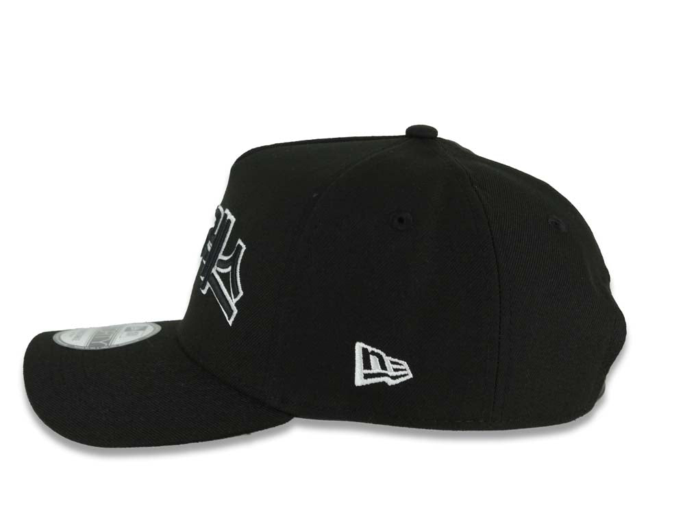 San Diego Padres New Era MLB 9FORTY 940 Adjustable A-Frame Cap Hat Black Crown/Visor Blakc/White Korean Logo 25th Anniversary Side Patch Gray UV