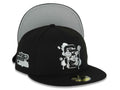 (Capland Exclusive) San Diego Padres New Era MLB 59FIFTY 5950 Fitted Black Cap Hat Black/White/Gray Splatter Logo 1984 World Series Side Patch