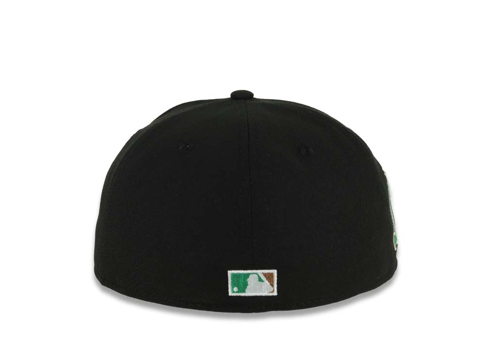 San Diego Padres New Era MLB 59FIFTY 5950 Fitted Cap Hat Black Crown/Visor White Logo 2 Palm Trees Petco Park 10 Years Side Patch Gray UV