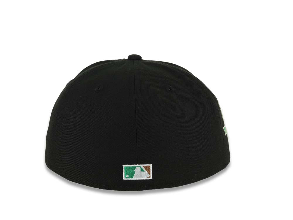 Los Angeles Dodgers New Era MLB 59FIFTY 5950 Fitted Cap Hat Black Crown/Visor White Logo 2 Palm Tree 50th Anniversary Side Patch Gray UV