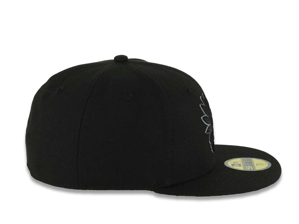 Mexico New Era 59FIFTY 5950 Fitted Cap Hat Black Crown/Visor Black/Dark Gray Aztec Headdress Logo Dark Gray UV