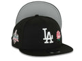 Los Angeles Dodgers New Era MLB 9FIFTY 950 Snapback Cap Hat Black Crown/Visor White Logo Pink Rose 2025 World Series Champions Side Patch Gray UV