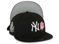 New York Yankees New Era MLB 9FIFTY 950 Snapback Cap Hat Black Crown/Visor White Logo Pink Rose 2024 World Series Side Patch Gray UV
