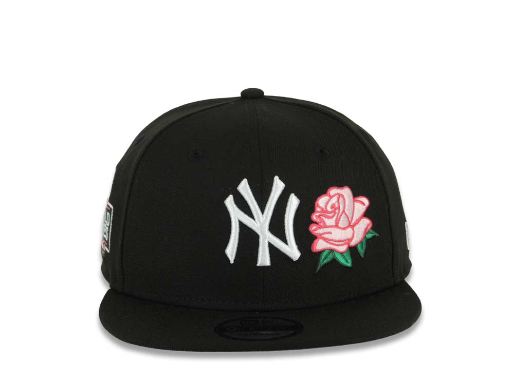 New York Yankees New Era MLB 9FIFTY 950 Snapback Cap Hat Black Crown/Visor White Logo Pink Rose 2024 World Series Side Patch Gray UV