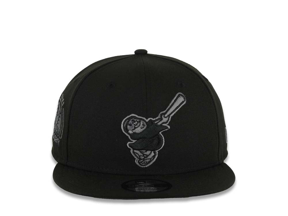 San Diego Padres New Era MLB 9FIFTY 950 Snapback Cap Hat Black Crown/Visor Black/Dark Gray Swinging Friar Logo Petco Park 10 Years Side Patch