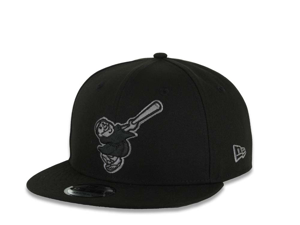 San Diego Padres New Era MLB 9FIFTY 950 Snapback Cap Hat Black Crown/Visor Black/Dark Gray Swinging Friar Logo Petco Park 10 Years Side Patch