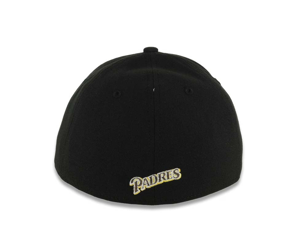 San Diego Padres New Era MLB 39THIRTY 3930 Flexfit Cap Hat Black Crown/Visor Brown/Yellow/Orange/White Baseball Club Logo Black UV