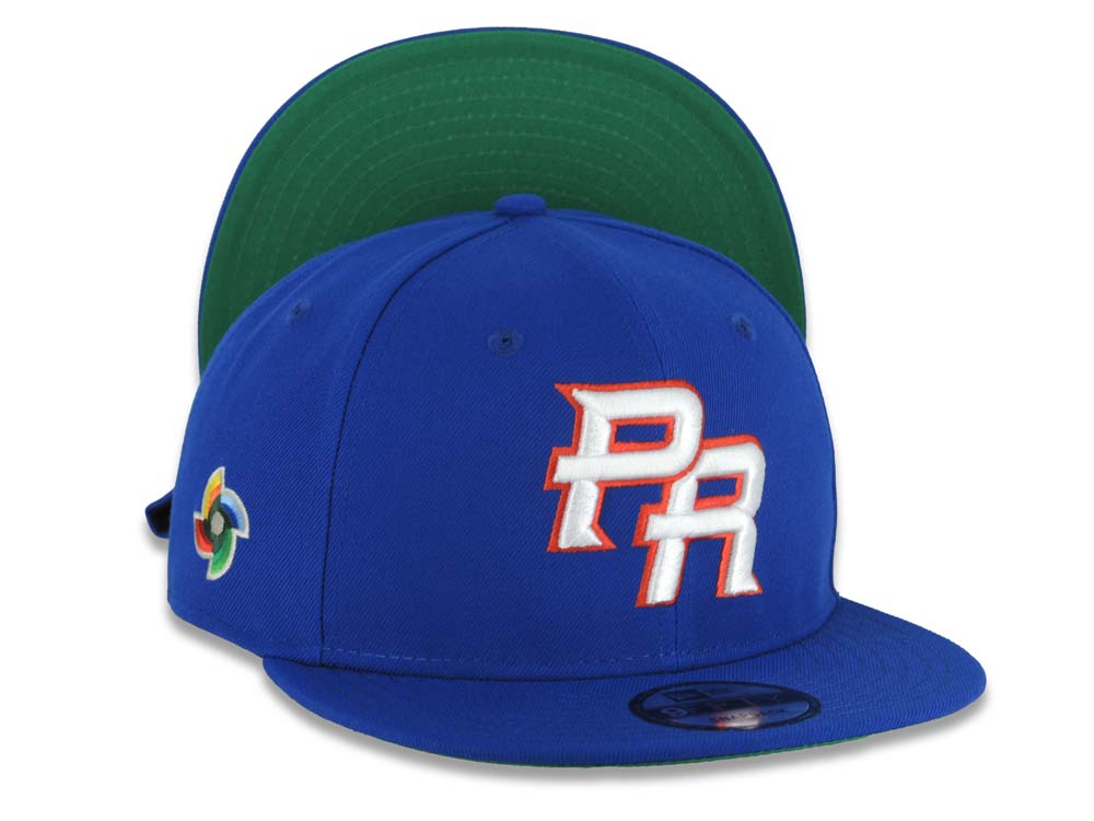 Puerto Rico New Era 9FIFTY 950 Snapback Cap Hat Royal Blue Crown/Visor White/Red Logo WBC World Baseball Classic Side Patch Green UV