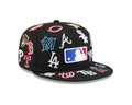 MLB Teams New Era 59FIFTY 5950 Fitted Cap Hat Black Crown/Visor All MLB Team Logos Gray UV (Allover)