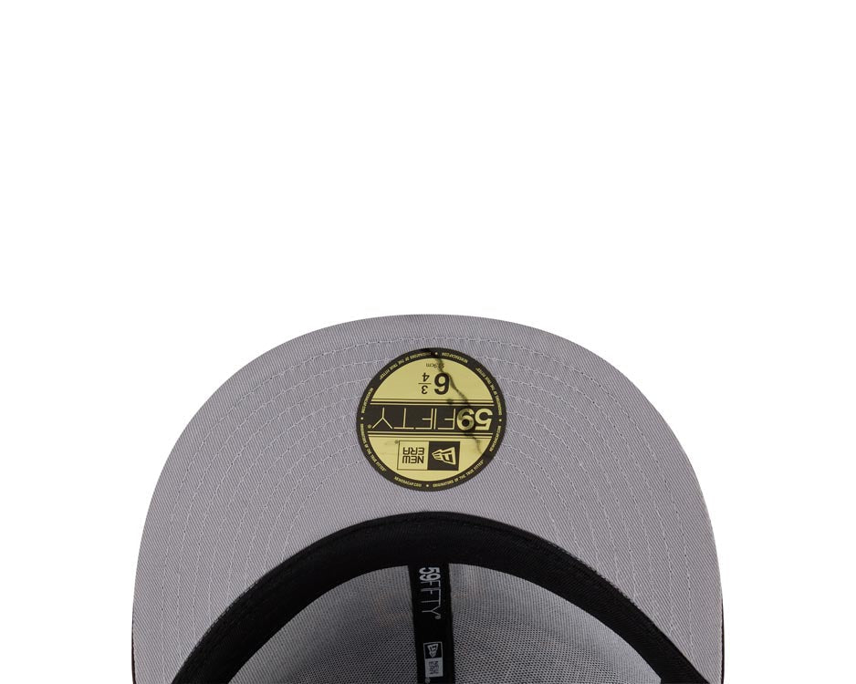 San Diego Padres New Era MLB 59FIFTY 5950 Fitted Cap Hat Dark Brown Crown/Visor Yellow Logo All MLB Team Logos Gray UV (Allover)