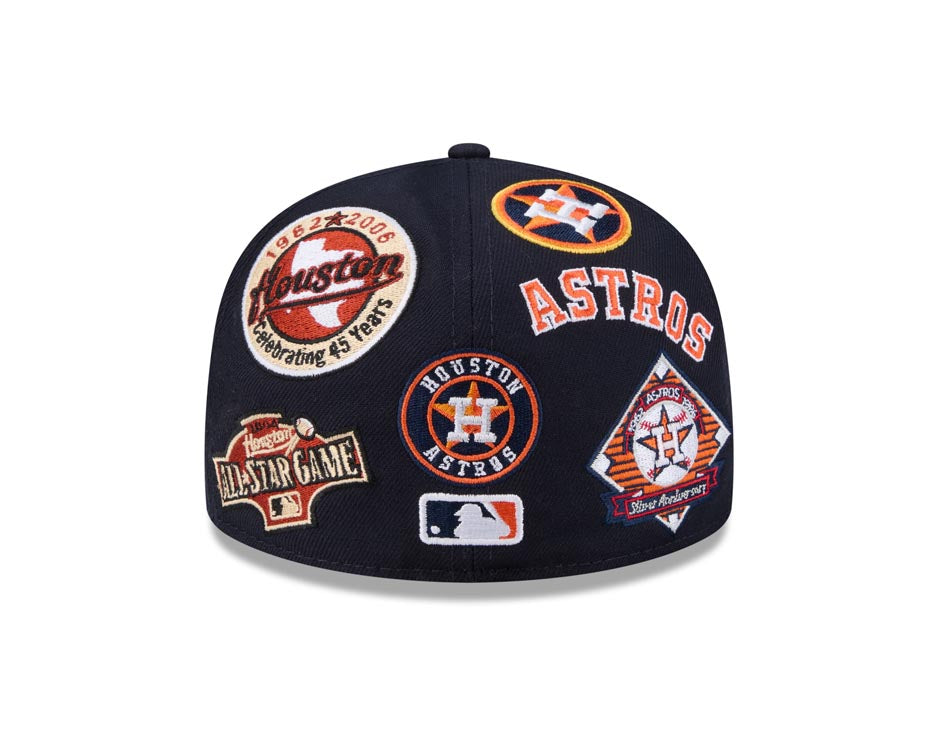 Houston Astros New Era MLB 59FIFTY 5950 Fitted Cap Hat Navy Blue Crown/Visor Team Color Logo All MLB Team Logos Gray UV (Allover)