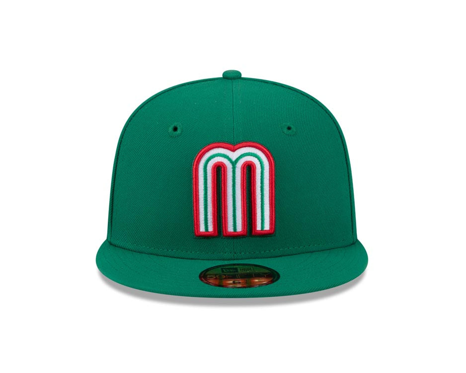Mexico New Era WBC 59FIFTY 5950 Fitted Cap Hat Green Crown/Visor Team Color Logo XL WBC Side Patch (Hidden Hit)