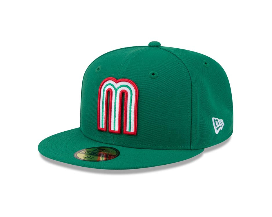 Mexico New Era WBC 59FIFTY 5950 Fitted Cap Hat Green Crown/Visor Team Color Logo XL WBC Side Patch (Hidden Hit)