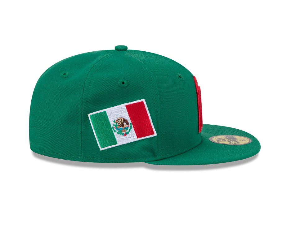 Mexico New Era WBC 59FIFTY 5950 Fitted Cap Hat Green Crown/Visor Team Color Logo XL WBC Side Patch (Hidden Hit)