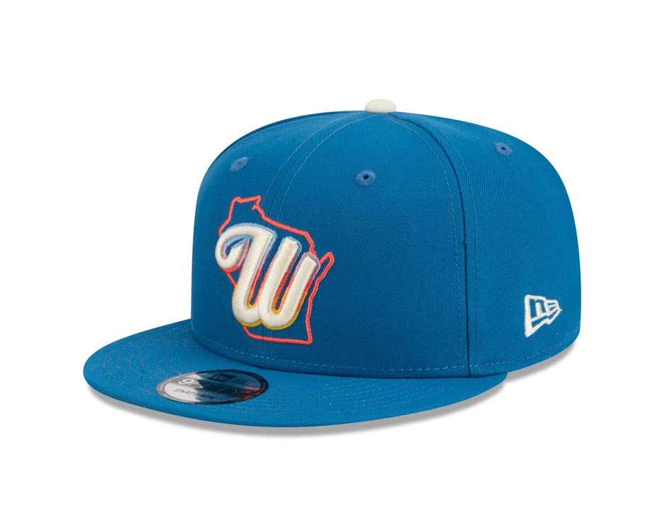 Milwaukee Brewers New Era MLB 9FIFTY 950 Snapback Cap Hat Light Royal Blue Crown/Visor White Logo Gray UV(2026 City Connect)