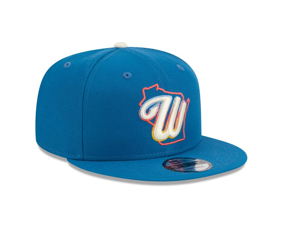 Milwaukee Brewers New Era MLB 9FIFTY 950 Snapback Cap Hat Light Royal Blue Crown/Visor White Logo Gray UV(2026 City Connect)