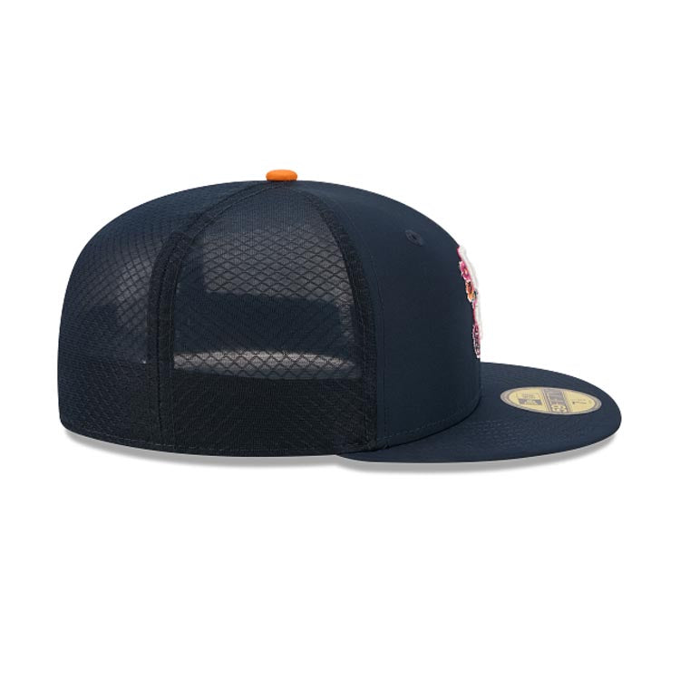 San Diego Padres New Era MLB 59FIFTY 5950 Fitted Trucker/Mesh Cap Hat Navy Blue Crown/Visor White/Magenta Logo (2026 City Connect Batting Practice)