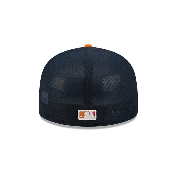 San Diego Padres New Era MLB 59FIFTY 5950 Fitted Trucker/Mesh Cap Hat Navy Blue Crown/Visor White/Magenta Logo (2026 City Connect Batting Practice)