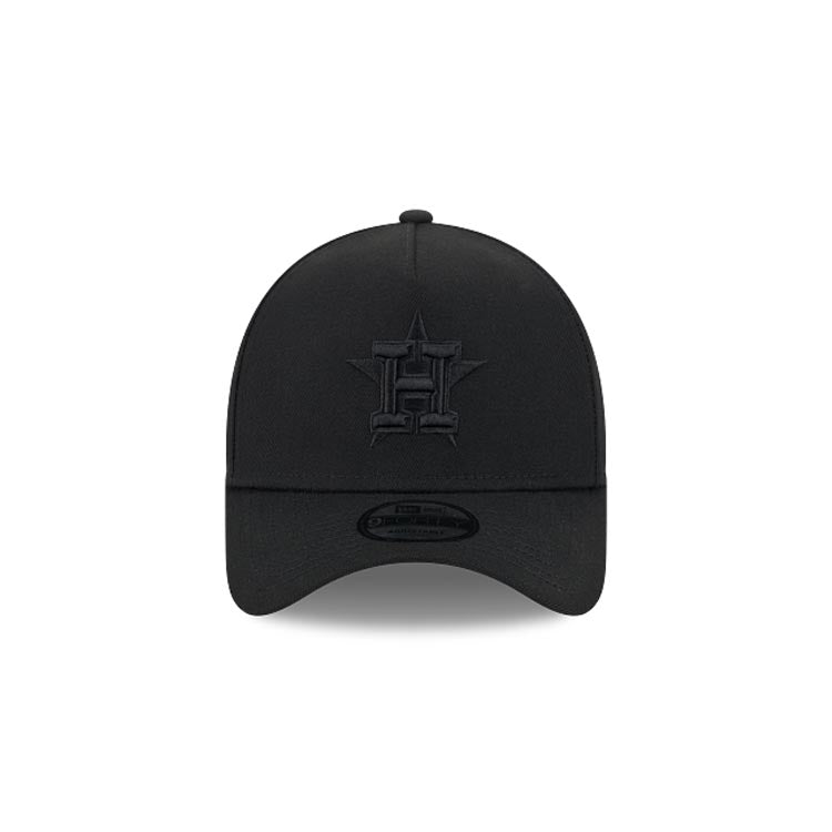 Houston Astros New Era MLB 9FORTY 940 Adjustable A-Frame Cap Hat Black Crown/Visor Black Logo Gray UV