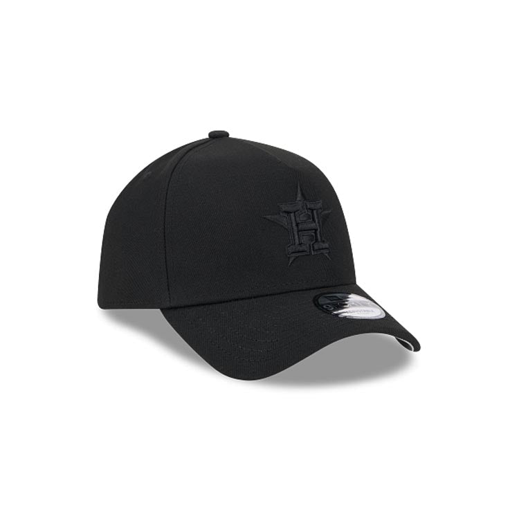 Houston Astros New Era MLB 9FORTY 940 Adjustable A-Frame Cap Hat Black Crown/Visor Black Logo Gray UV