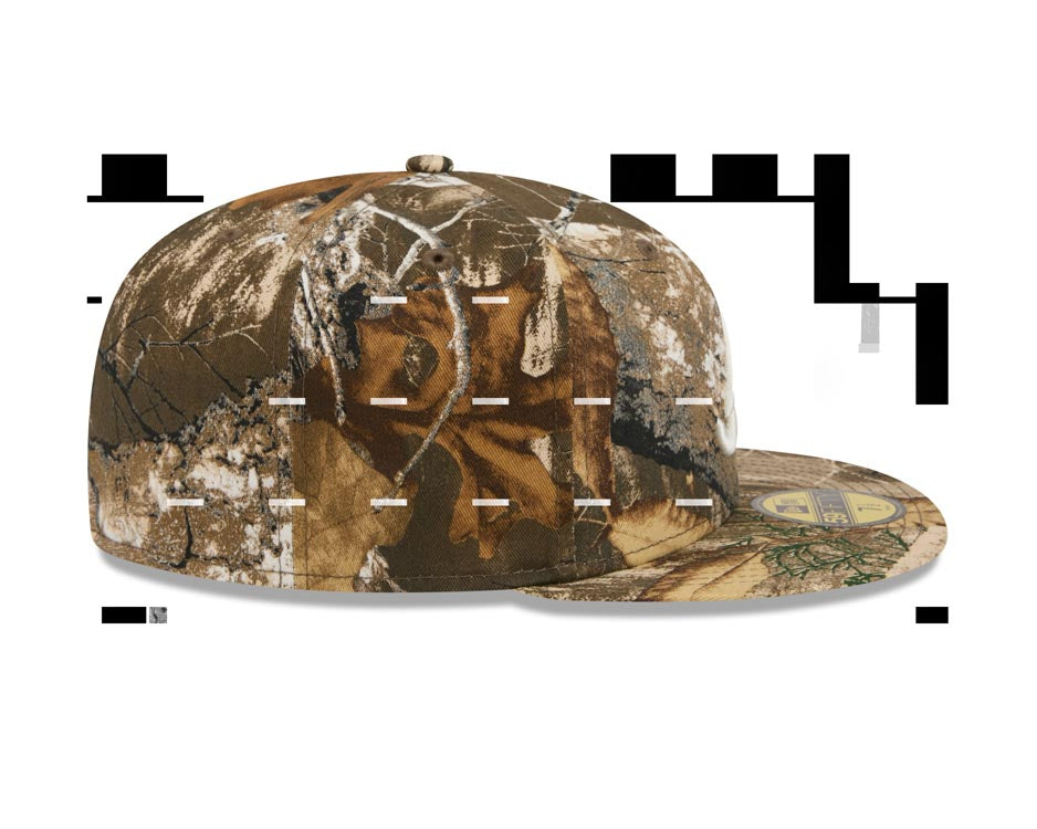 Atlanta Braves New Era MLB 59FIFTY 5950 Fitted Cap Hat Real Tree Camo Crown/Visor White Logo Gray UV