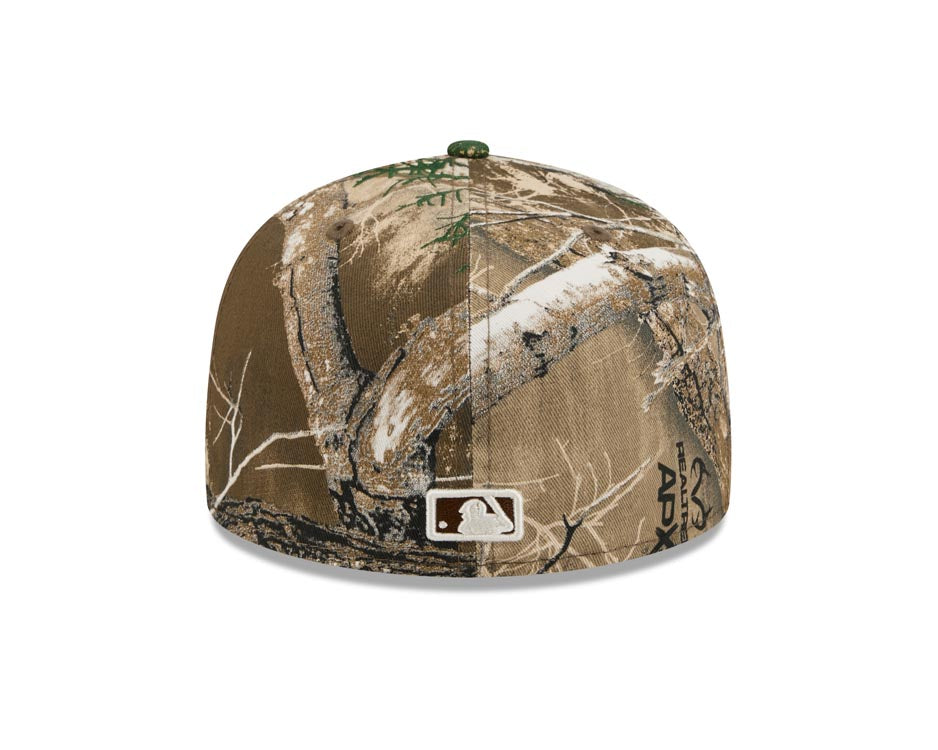 New York Yankees New Era MLB 59FIFTY 5950 Fitted Cap Hat Real Tree Camo Crown/Visor White Logo Gray UV