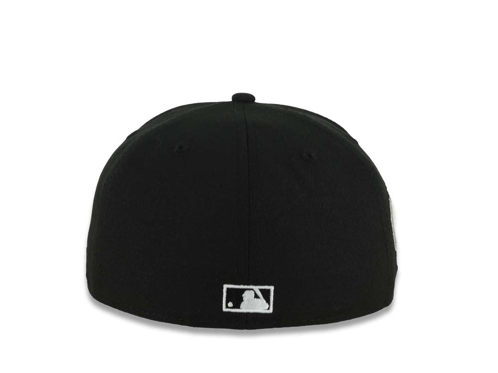 San Diego Padres New Era MLB 59FIFTY 5950 Fitted Cap Hat Black Crown/Visor White North County Script/Text Logo 10 Years Petcopark Side Patch Gray UV