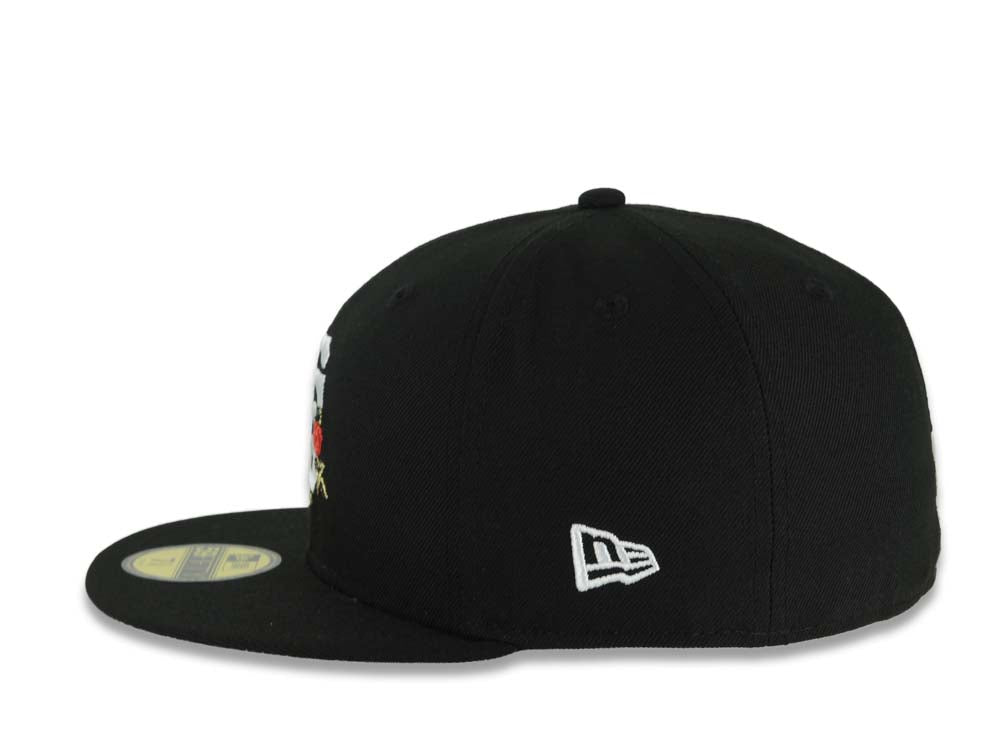 San Francisco Giants New Era MLB 59FIFTY 5950 Fitted Cap Hat Black Crown/Visor White/Red Logo With Rose 2007 All-Star Game Side Patch Gray UV