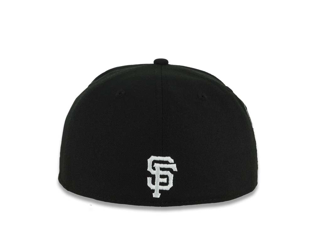San Francisco Giants New Era MLB 59FIFTY 5950 Fitted Cap Hat Black Crown/Visor White/Red Logo With Rose 2007 All-Star Game Side Patch Gray UV