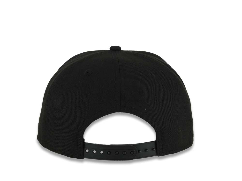 San Diego Padres New Era MLB 9FIFTY 950 Snapback Cap Hat Black Crown/Visor Metallic Gold 1969 Major League Baseball Text/Script Logo Gray UV