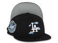 (Youth)Los Angeles Dodgers New Era MLB 9FIFTY 950 Snapback Cap Hat Black Crown/Visor White Logo With Cloud 2024-2025 Back To Back Champions Side Patch
