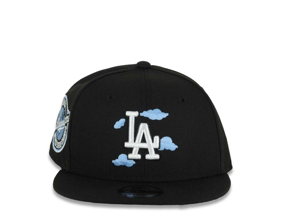 (Youth)Los Angeles Dodgers New Era MLB 9FIFTY 950 Snapback Cap Hat Black Crown/Visor White Logo With Cloud 2024-2025 Back To Back Champions Side Patch