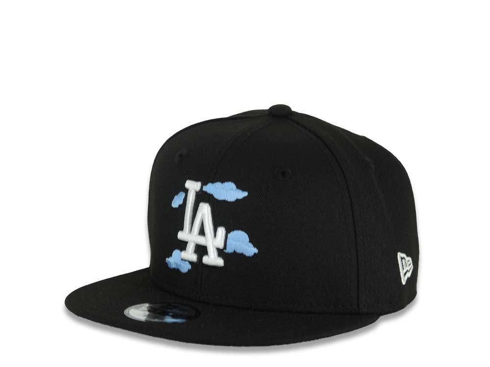 (Youth)Los Angeles Dodgers New Era MLB 9FIFTY 950 Snapback Cap Hat Black Crown/Visor White Logo With Cloud 2024-2025 Back To Back Champions Side Patch