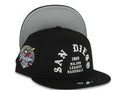 (Youth)San Diego Padres New Era MLB 9FIFTY 950 Snapback Cap Hat Black Crown/Visor White 1969 Major League Baseball Logo 40th Anniversary Side Patch