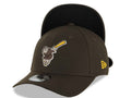 San Diego Padres New Era MLB 39THIRTY 3930 Flexfit Cap Hat Brown Crown/Visor Brown/Yellow Swinging Friar Logo Black UV