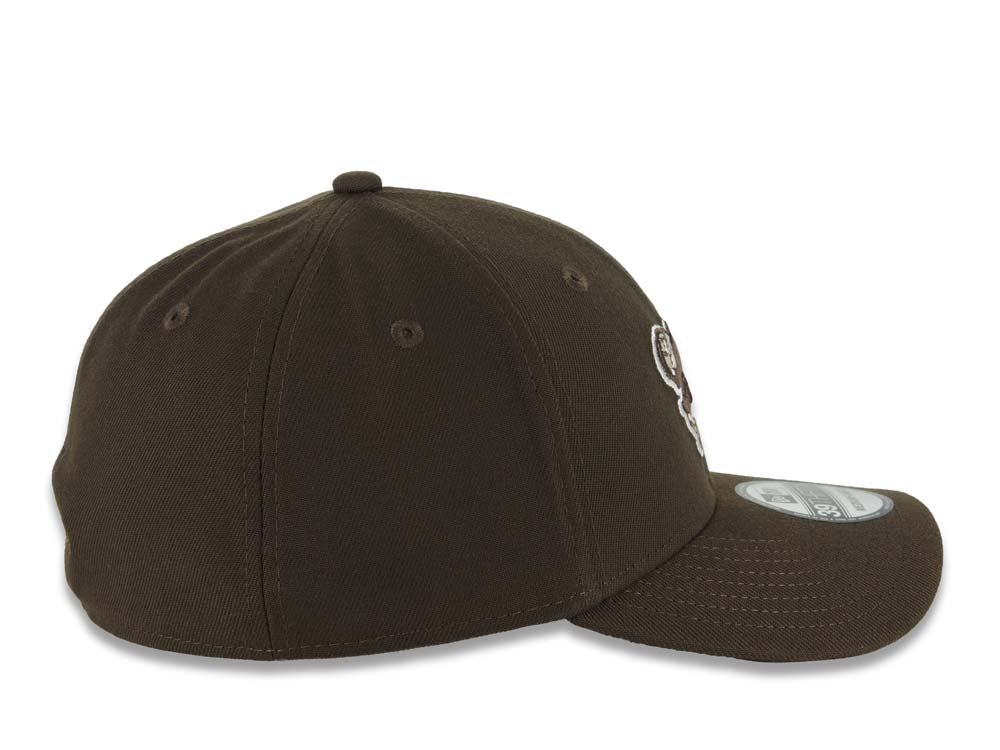 San Diego Padres New Era MLB 39THIRTY 3930 Flexfit Cap Hat Brown Crown/Visor Brown/Yellow Swinging Friar Logo Black UV