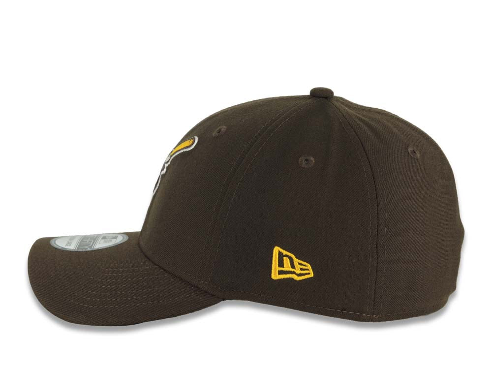 San Diego Padres New Era MLB 39THIRTY 3930 Flexfit Cap Hat Brown Crown/Visor Brown/Yellow Swinging Friar Logo Black UV