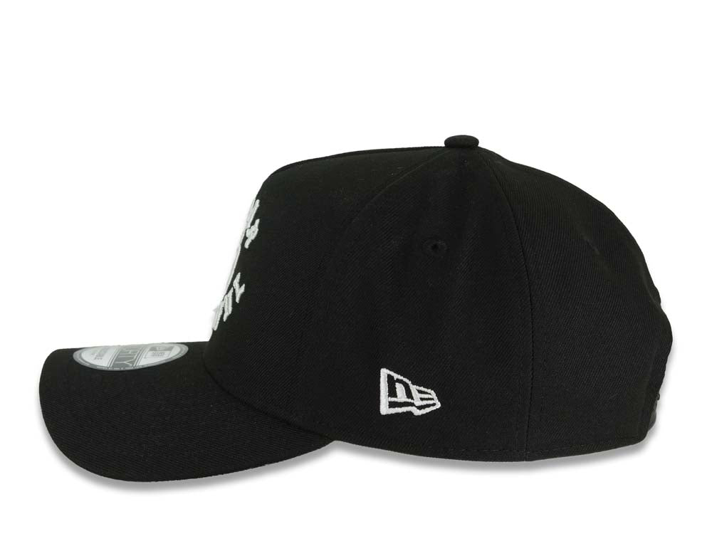 San Diego Padres New Era MLB 9FORTY 940 Adjustable A-Frame Cap Hat Black Crown/Visor White Friar Faithful Text Logo 40th Anniversary Side Patch