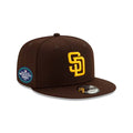 San Diego Padres New Era MLB 9FIFTY 950 Snapback Cap Hat Dark Brown Crown/Visor Yellow Logo 2026 MLB World Tour Mexico City Series Side Patch